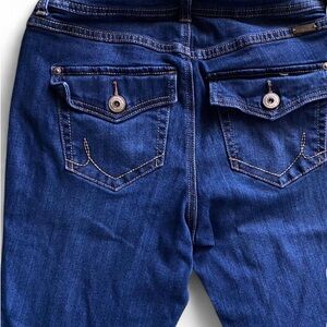 Dark wash denim boot cut jeans